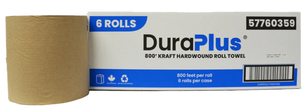 Dura Plus Hardwound Towel Natural 800' 6/cs