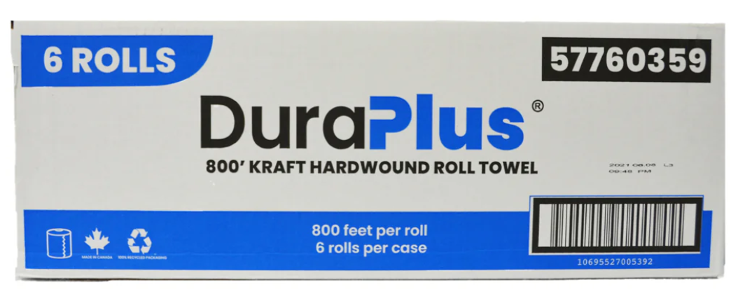 Dura Plus Hardwound Towel Natural 800' 6/cs